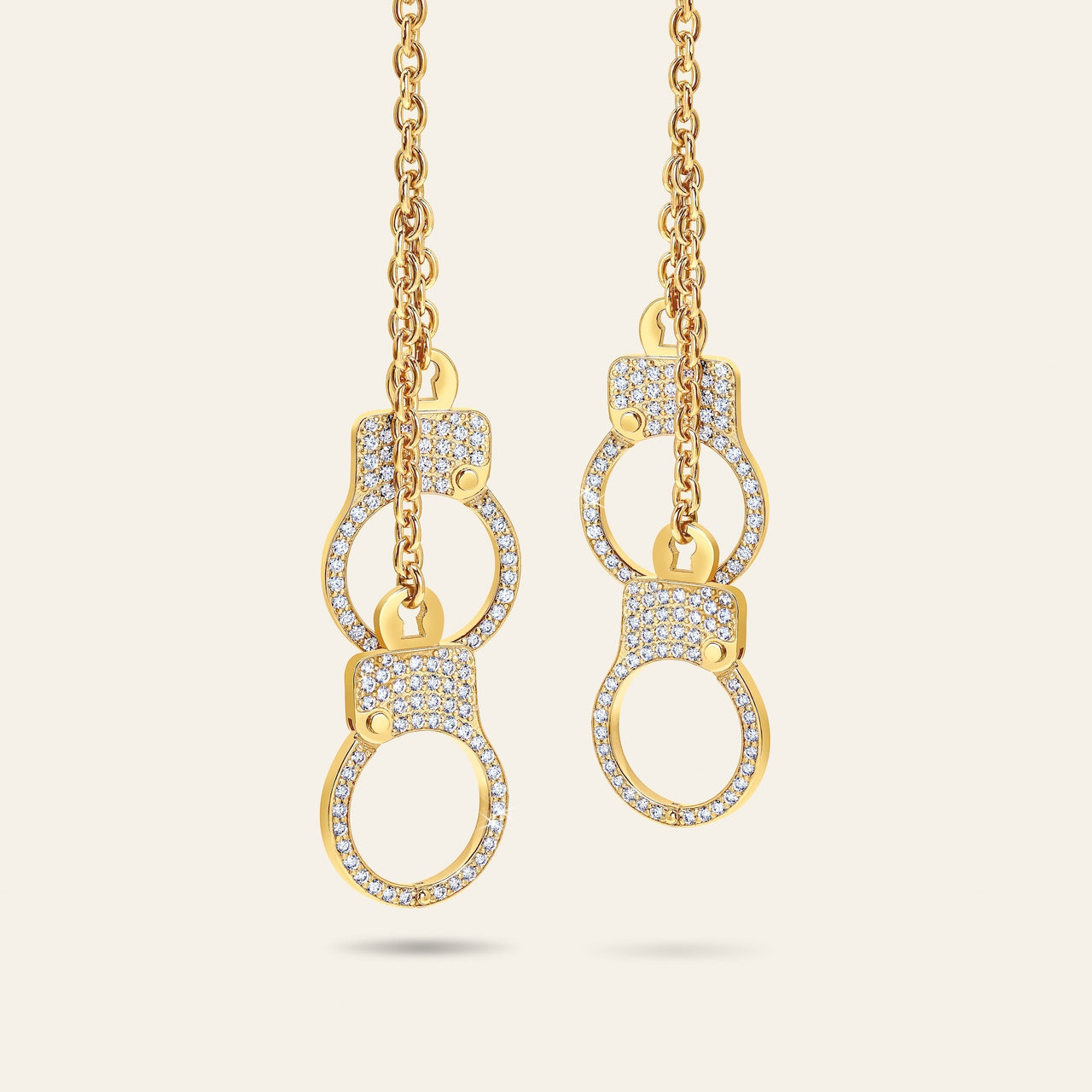 Love Lockdown Diamond Hanging Earrings_Yellow Gold_3