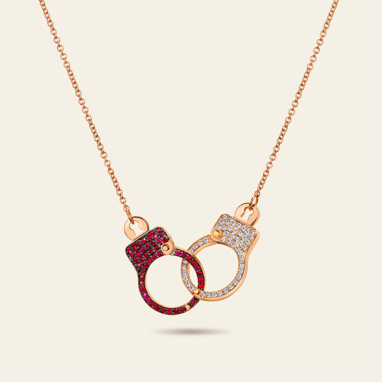 Love Lockdown Interlocking Ruby and Diamond Necklace 8