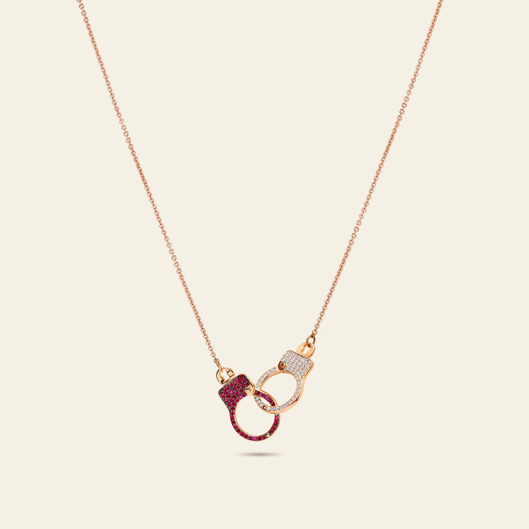 Love Lockdown Interlocking Ruby and Diamond Necklace 9