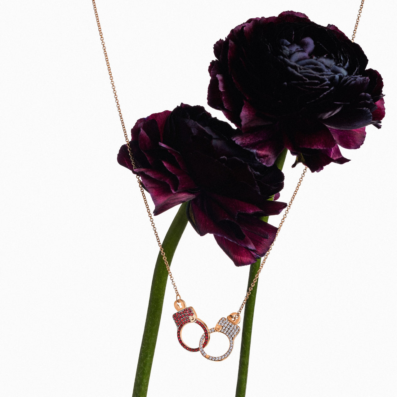 Love Lockdown Interlocking Ruby and Diamond Necklace Lifestyle 2