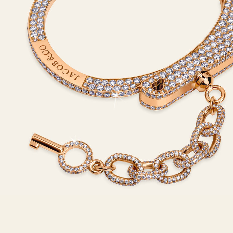 Love Lockdown Mens Bracelet Rose Gold Pave 1