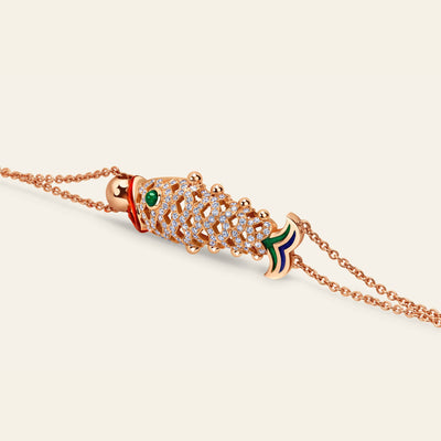 Lucky You Bracelet Rose Gold Diamond Thin Chain 7