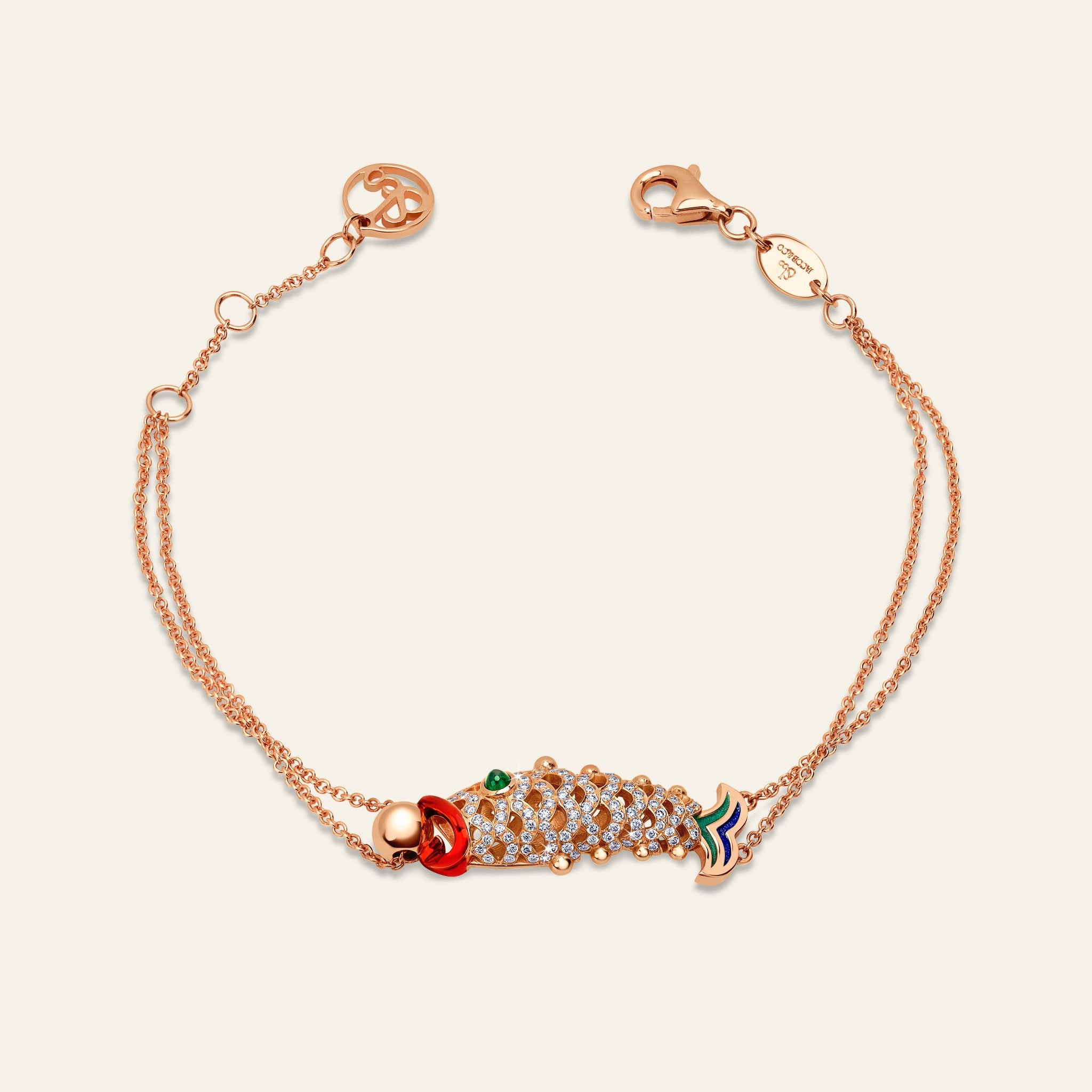 Lucky You Bracelet Rose Gold Diamond Thin Chain 8