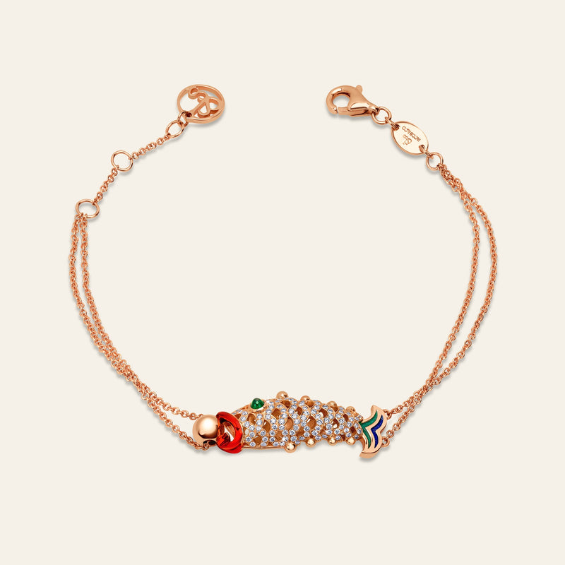 Lucky You Bracelet Rose Gold Diamond Thin Chain 8