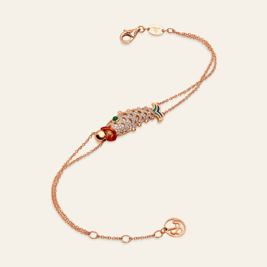 Lucky You Bracelet Rose Gold Diamond Thin Chain 9