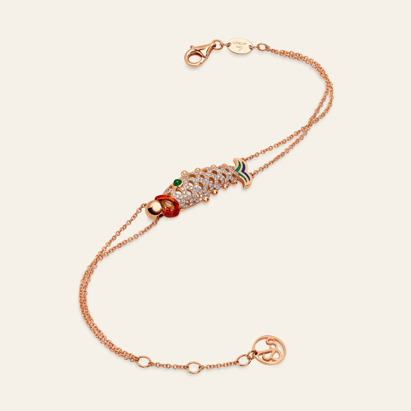 Lucky You Bracelet Rose Gold Diamond Thin Chain 9