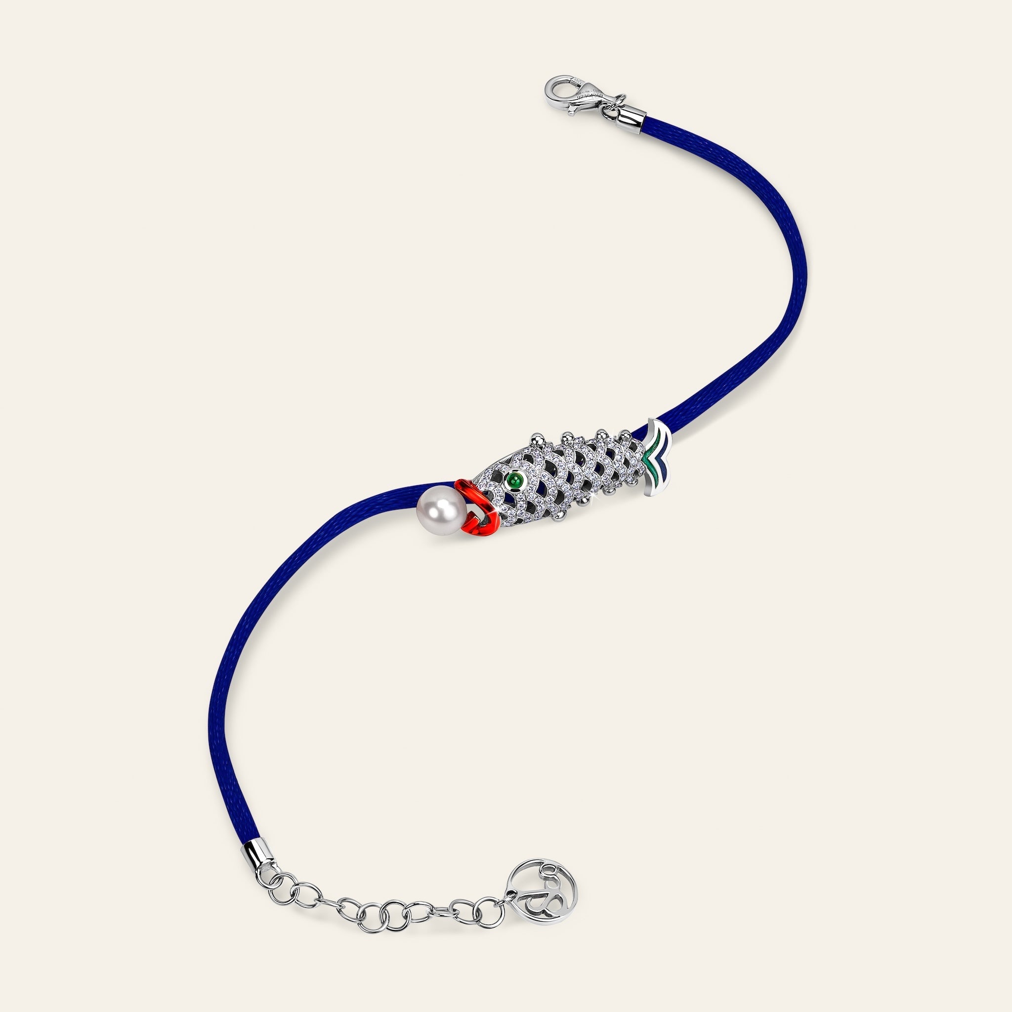 Lucky You Bracelet White Gold Blue String 4