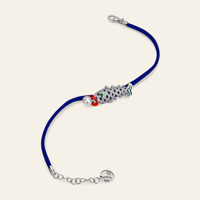 Lucky You Bracelet White Gold Blue String 4