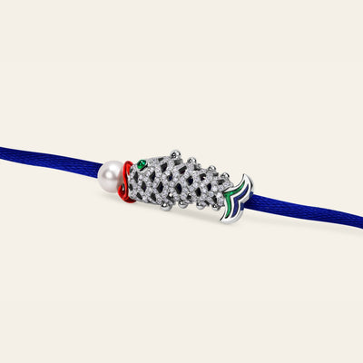 Lucky You Bracelet White Gold Blue String 5