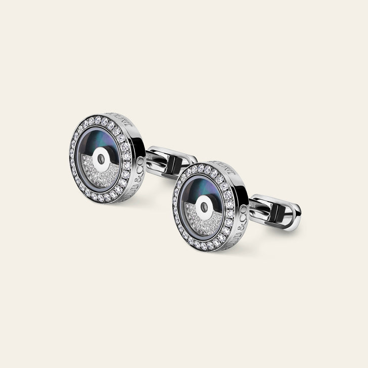 Rotor Diamond Cufflinks_Stainless Steel_White Diamonds_2