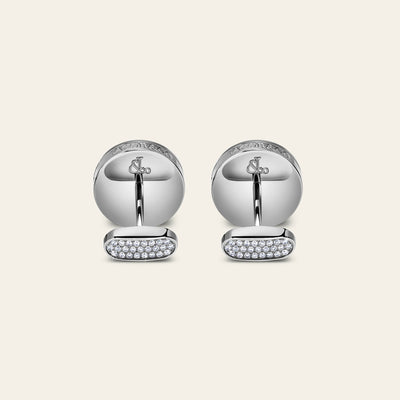 Rotor Diamond Cufflinks_Stainless Steel_White Diamonds_3