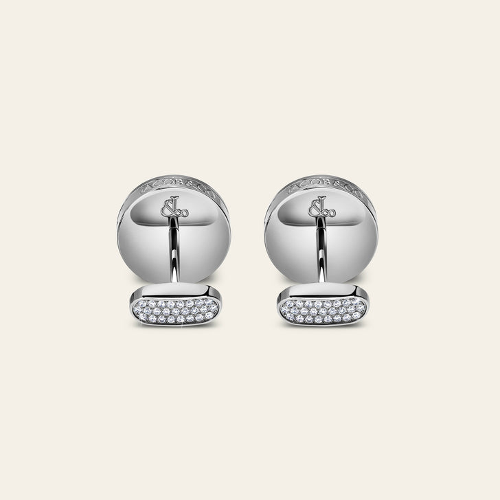 Rotor Diamond Cufflinks_Stainless Steel_White Diamonds_3