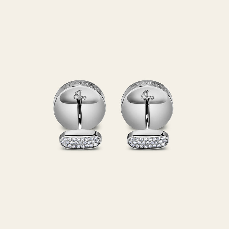 Rotor Diamond Cufflinks_Stainless Steel_White Diamonds_3