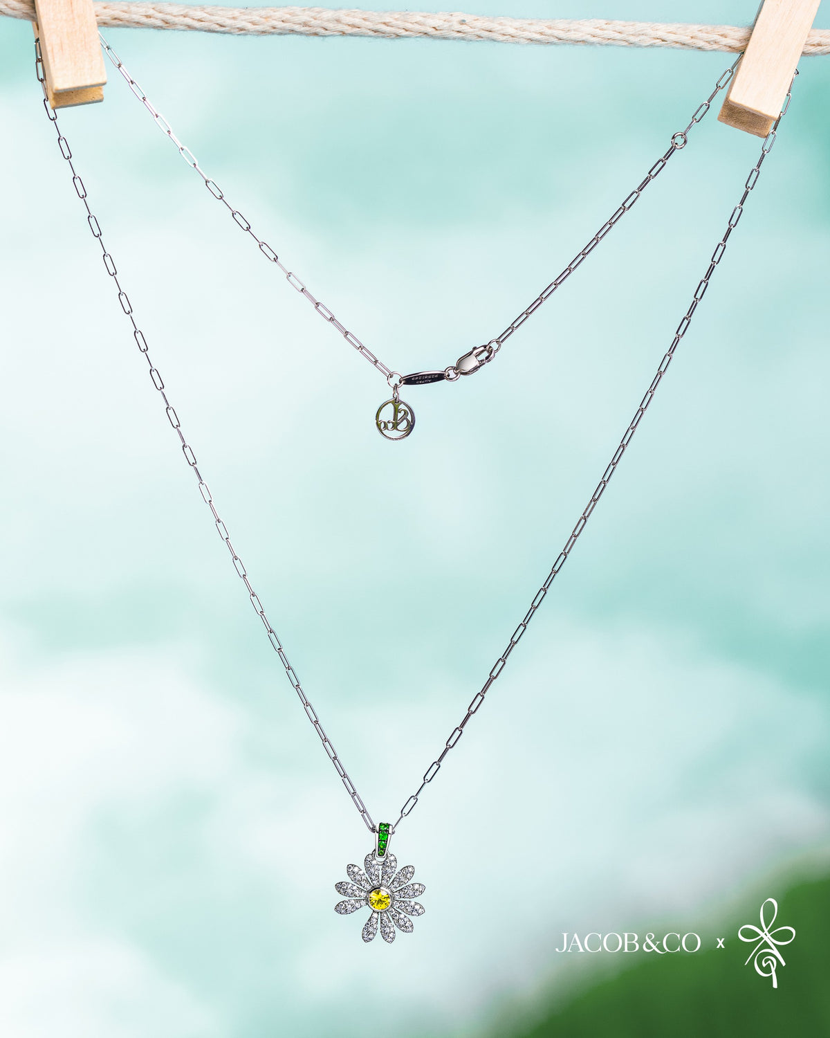 Jacob & Co. x PEACEMINUSONE pavé daisy pendant