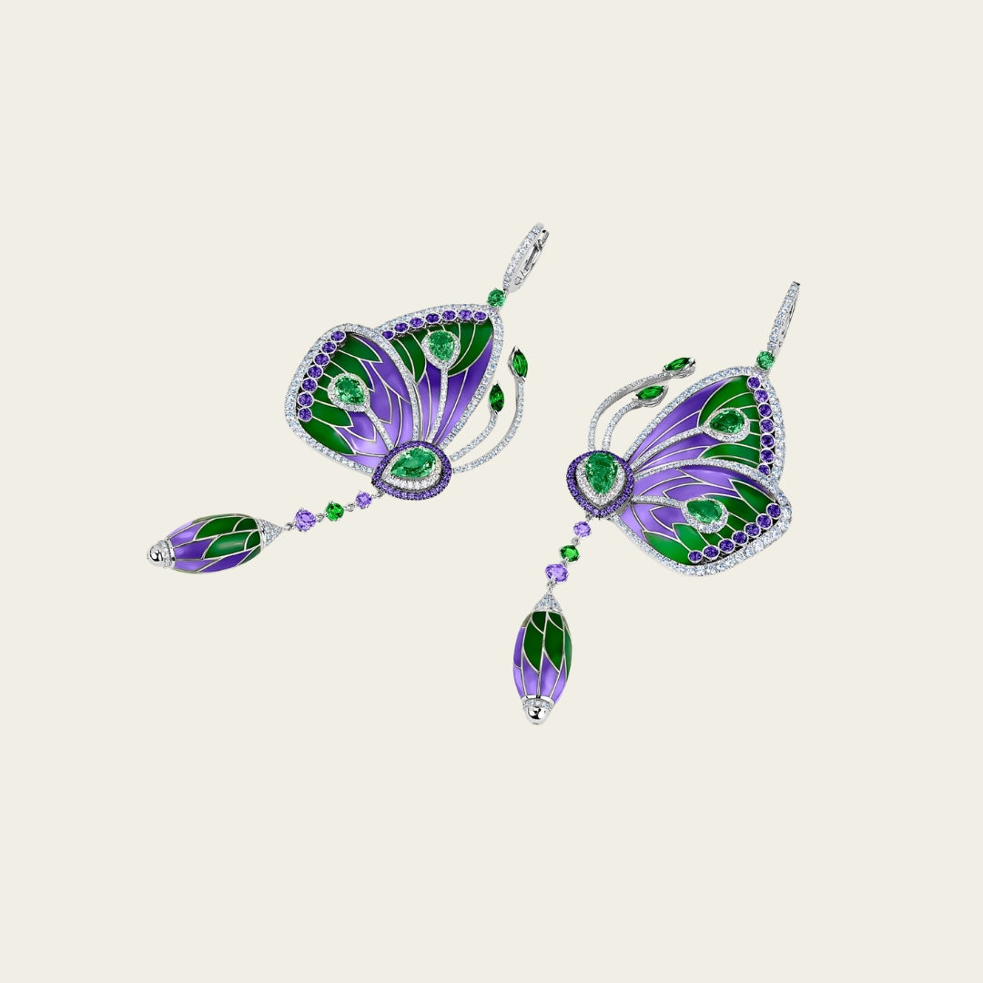 Papillon White Gold Peridot Earrings 1
