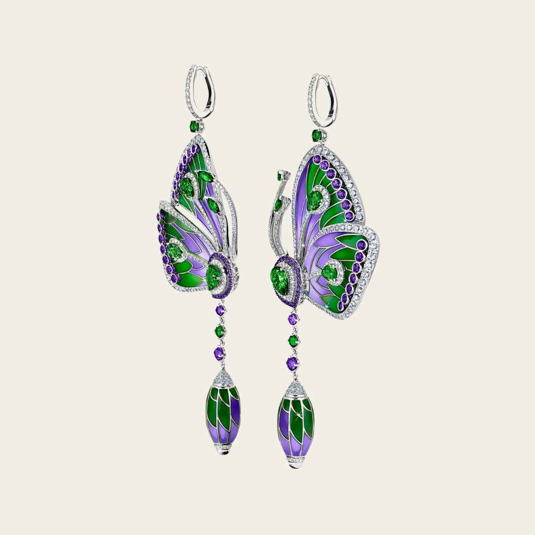 Papillon White Gold Peridot Earrings 2