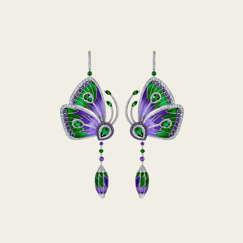 Papillon White Gold Peridot Earrings 3