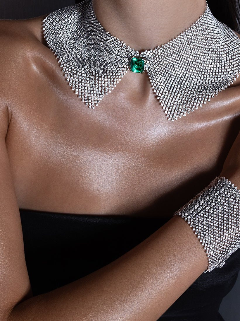 Rare Touch diamond collar and cuff, worn