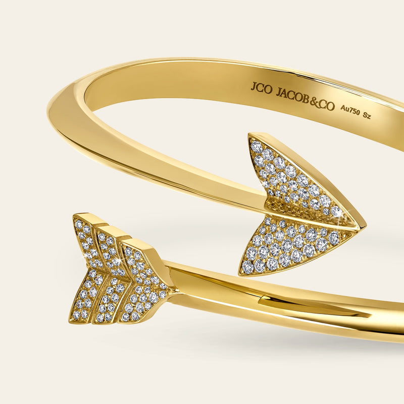 Super Arrow Pave Bracelet Yellow Gold 6