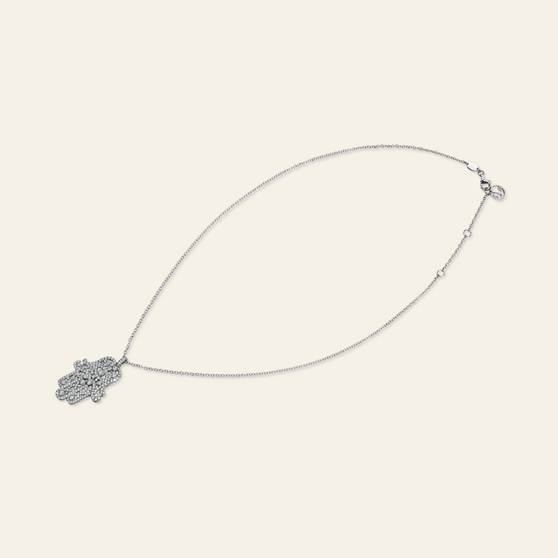 Hamsa Diamond Necklace_White Gold_White Diamonds_3