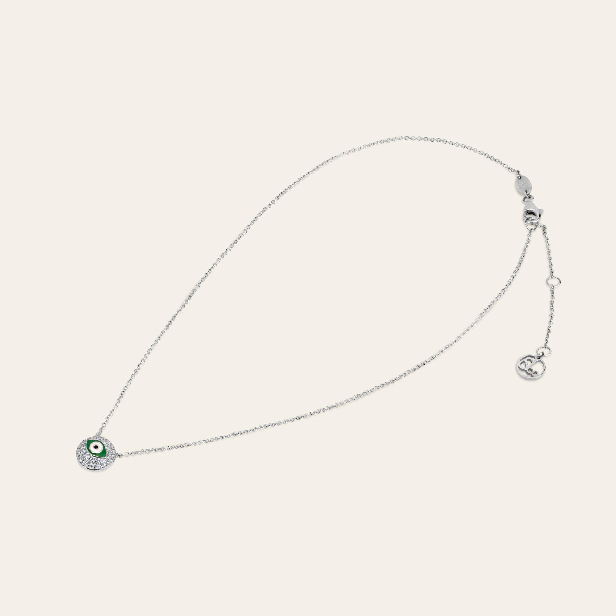 Evil Eye Diamond Necklace_White Gold_White Diamonds_3