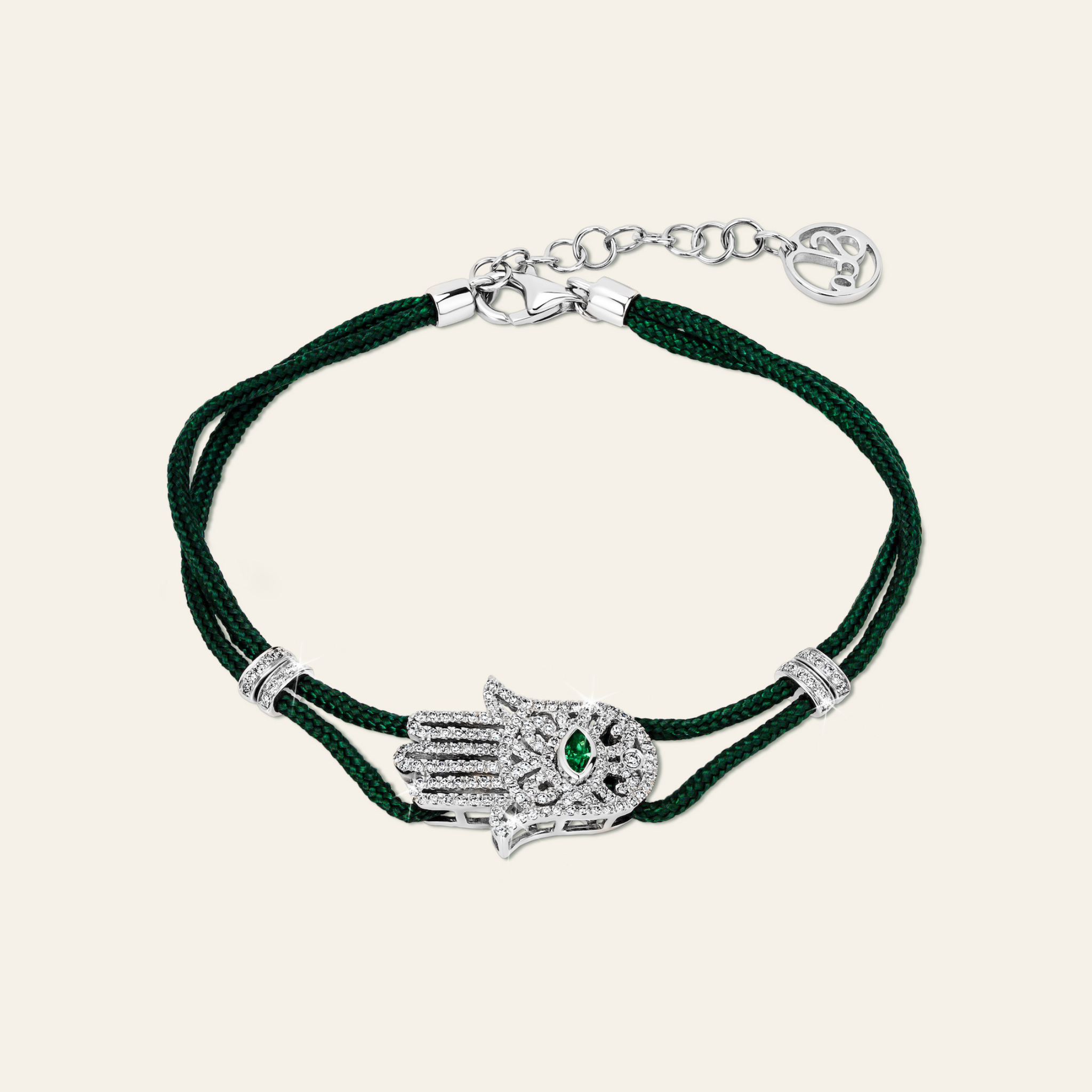 Hamsa Diamond Bracelet_White Gold_Emerald_White Diamonds_1