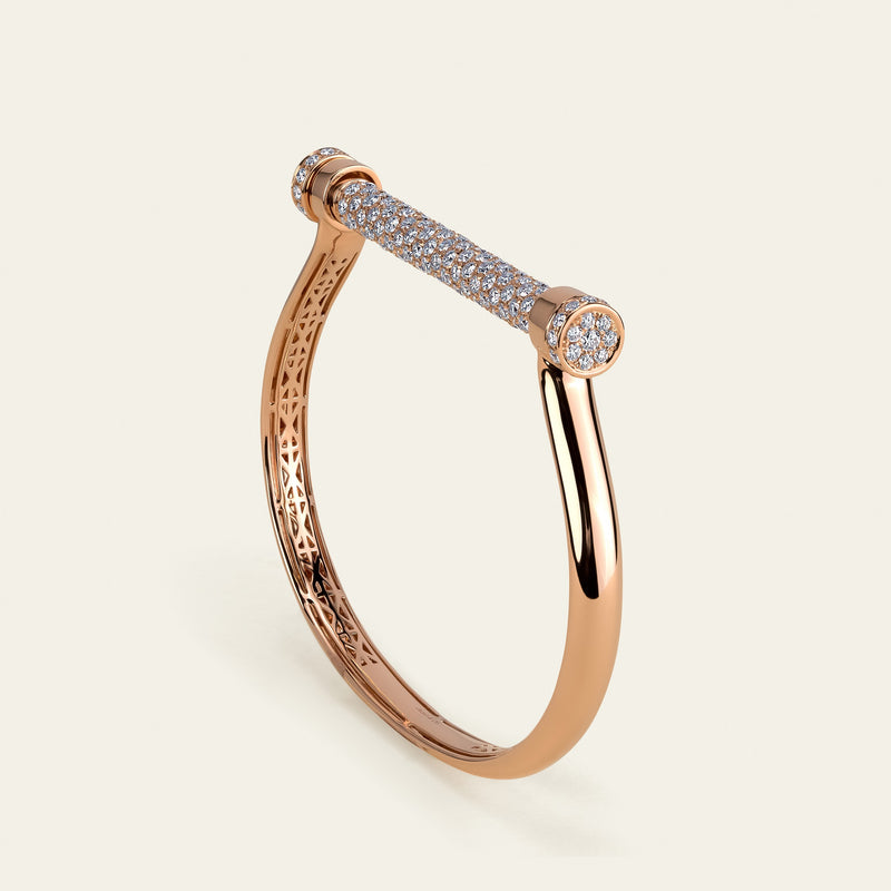 Estribo Bangle_Rose Gold_White Diamonds_1