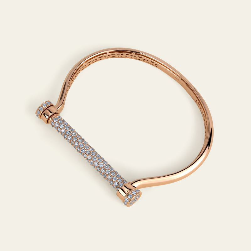 Estribo Bangle_Rose Gold_White Diamonds_3