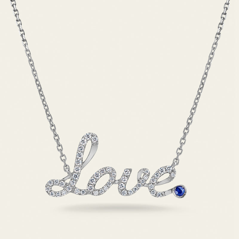 You Are You Love Diamond Necklace_White Gold_ Sapphire_White Diamonds_1