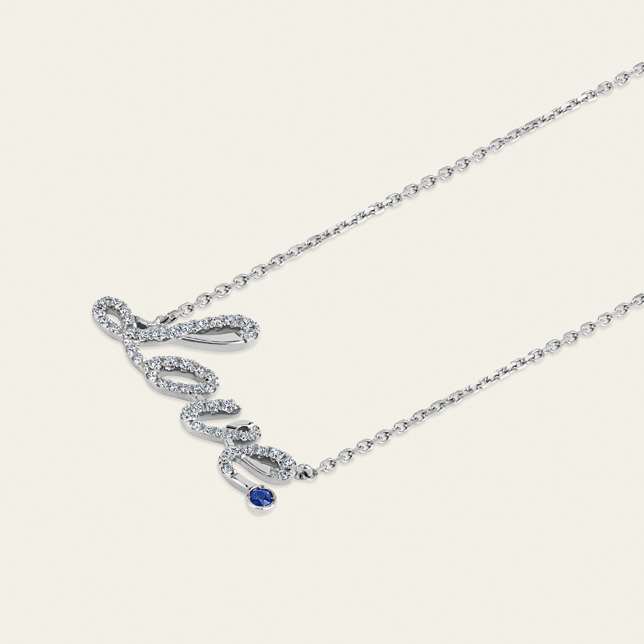 You Are You Love Diamond Necklace_White Gold_ Sapphire_White Diamonds_2