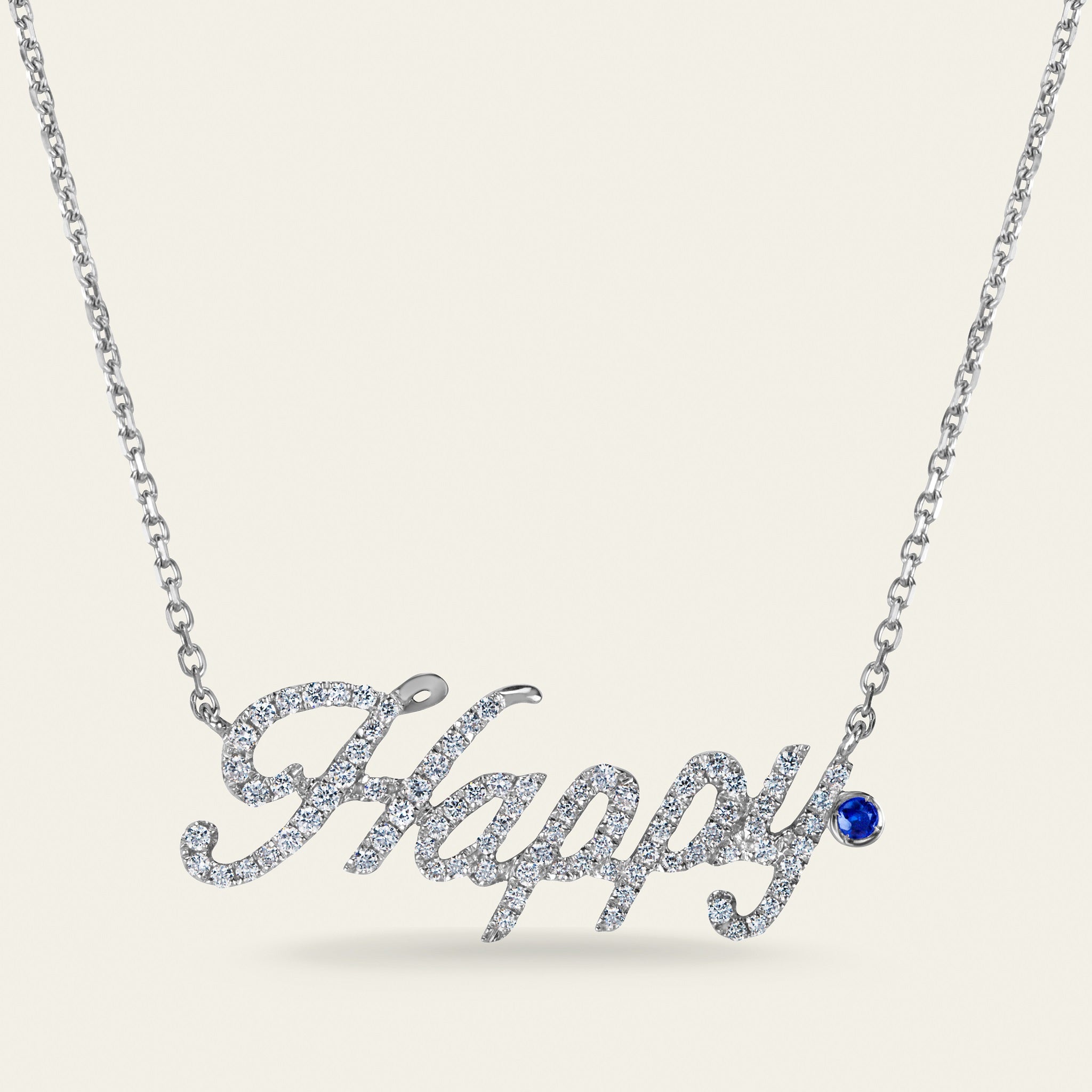 You Are You Happy Diamond Necklace_White Gold_ Sapphire_White Diamonds_1