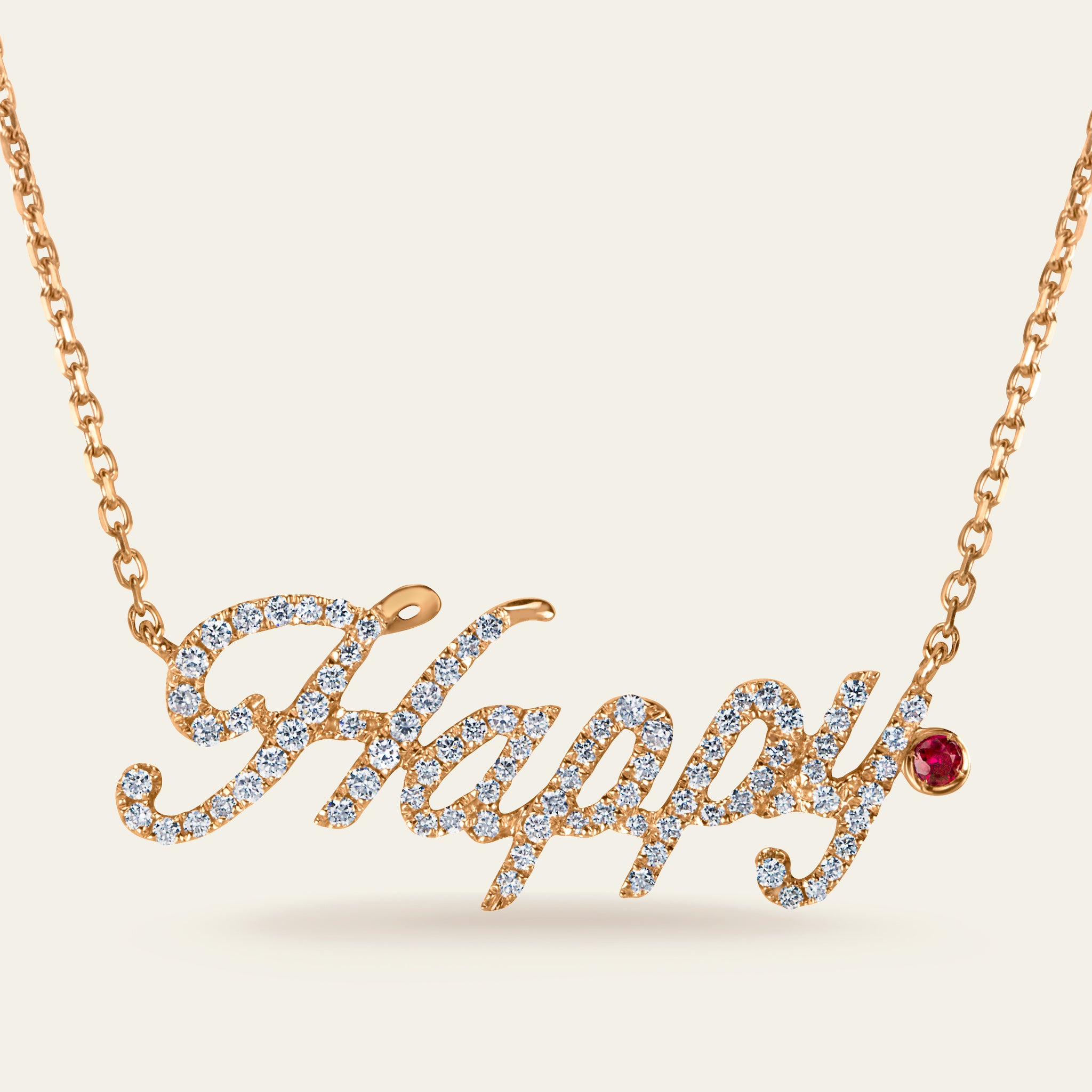 You Are You Happy Diamond Necklace_Rose Gold_ Ruby_White Diamonds_2