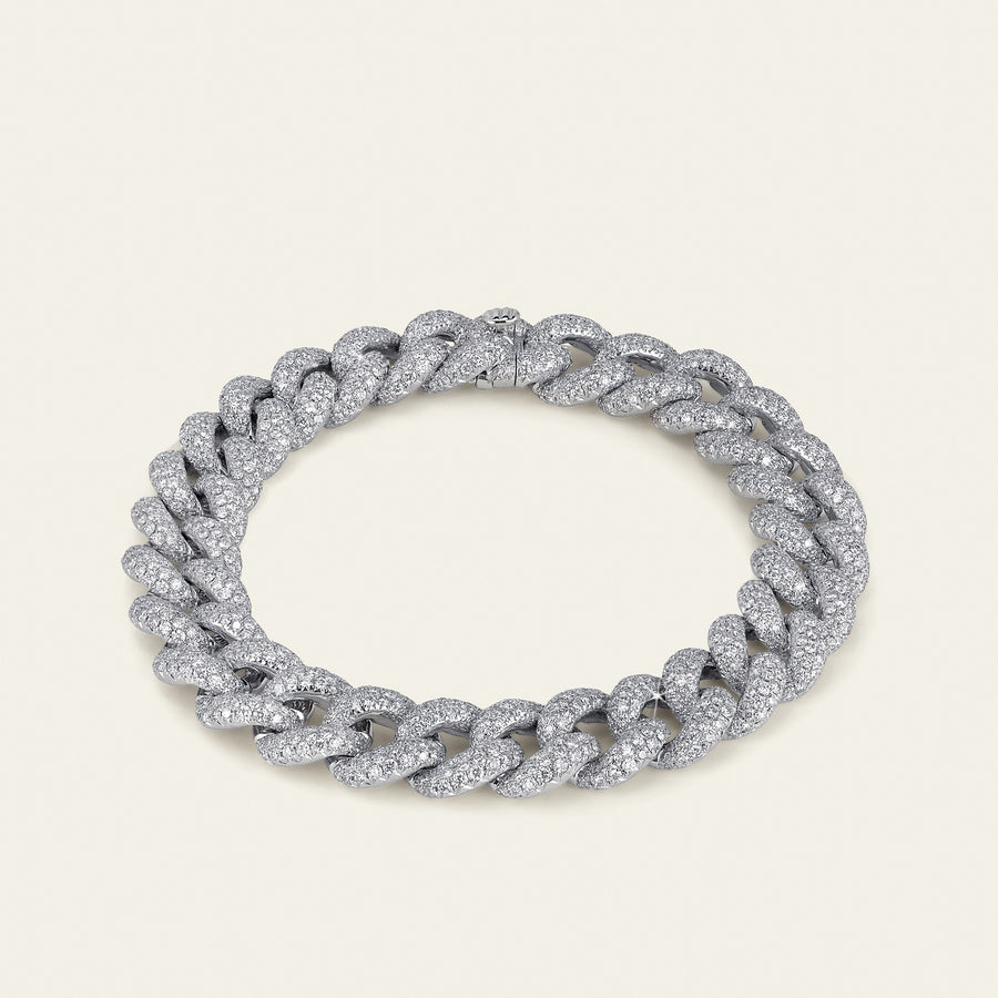 Cuban Link Bracelet_White Gold_White Diamonds_1