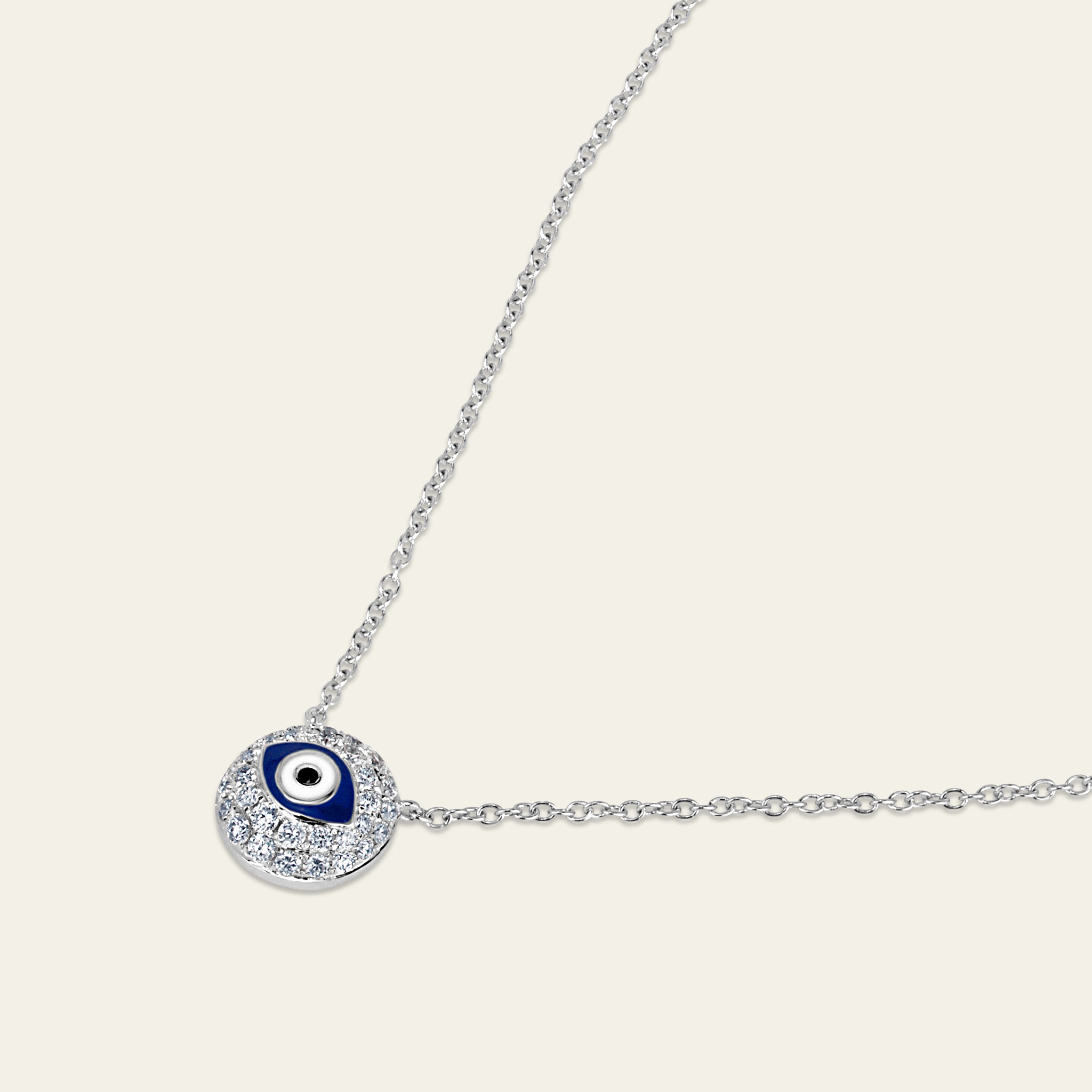 Evil Eye Diamond Necklace_White Gold_White Diamonds_3