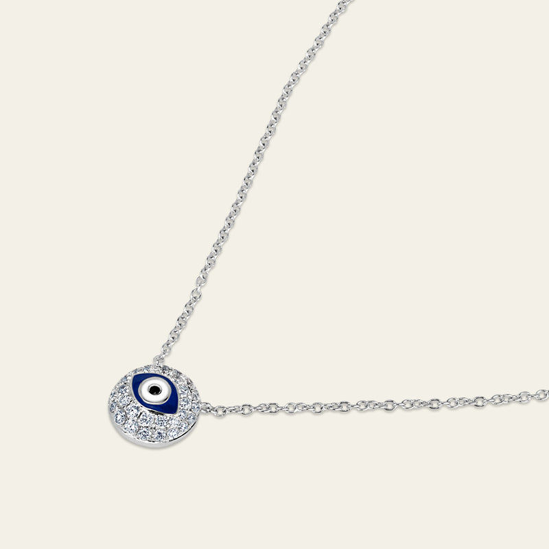 Evil Eye Diamond Necklace_White Gold_White Diamonds_3