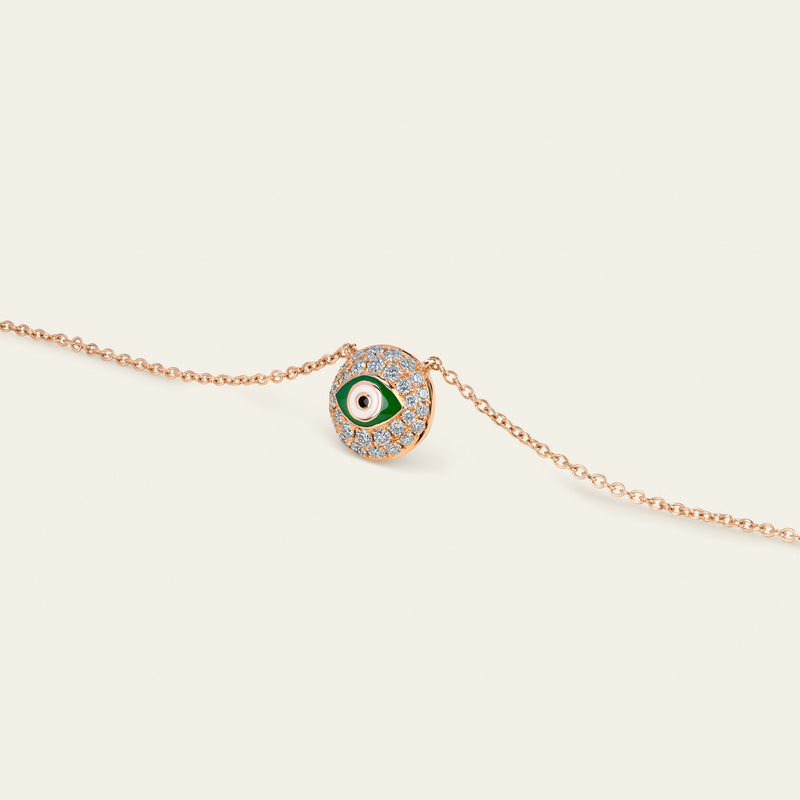 Evil Eye Diamond Necklace_Rose Gold_White Diamonds_2