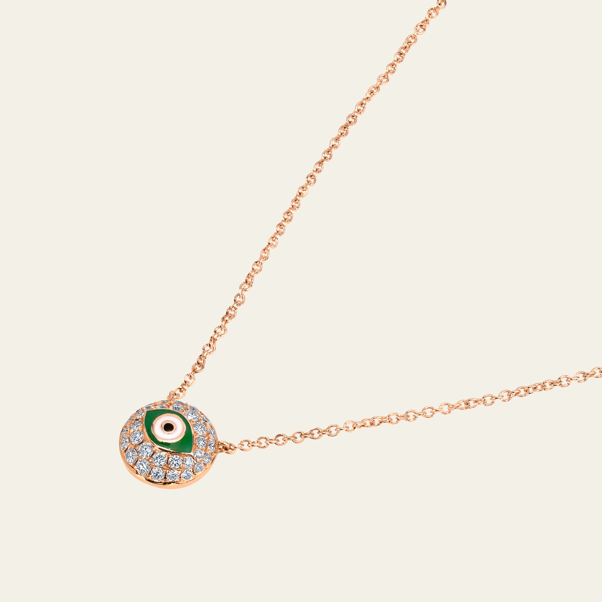 Evil Eye Diamond Necklace_Rose Gold_White Diamonds_3