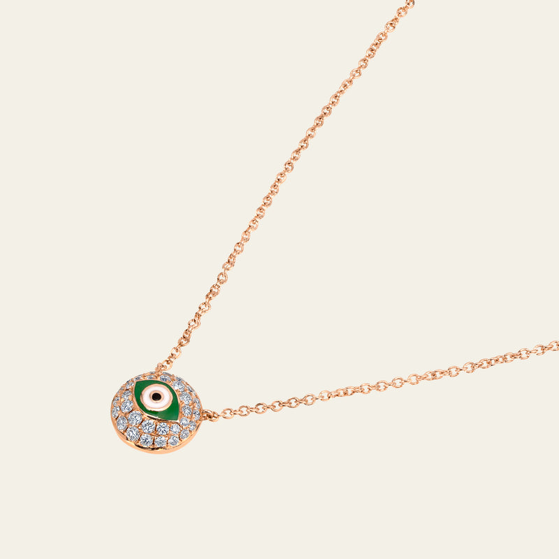 Evil Eye Diamond Necklace_Rose Gold_White Diamonds_3