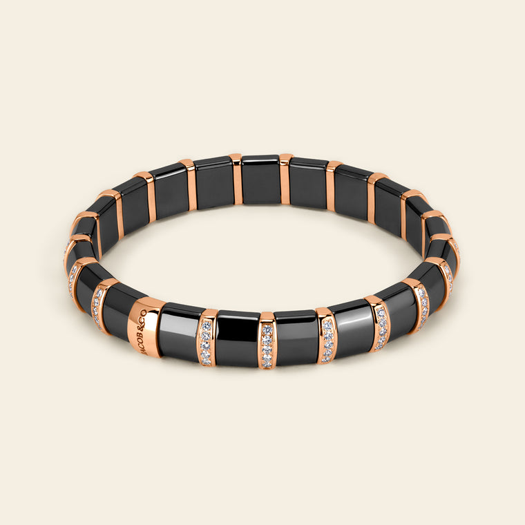 Hematite Bracelet_Rose Gold_White Diamonds_1