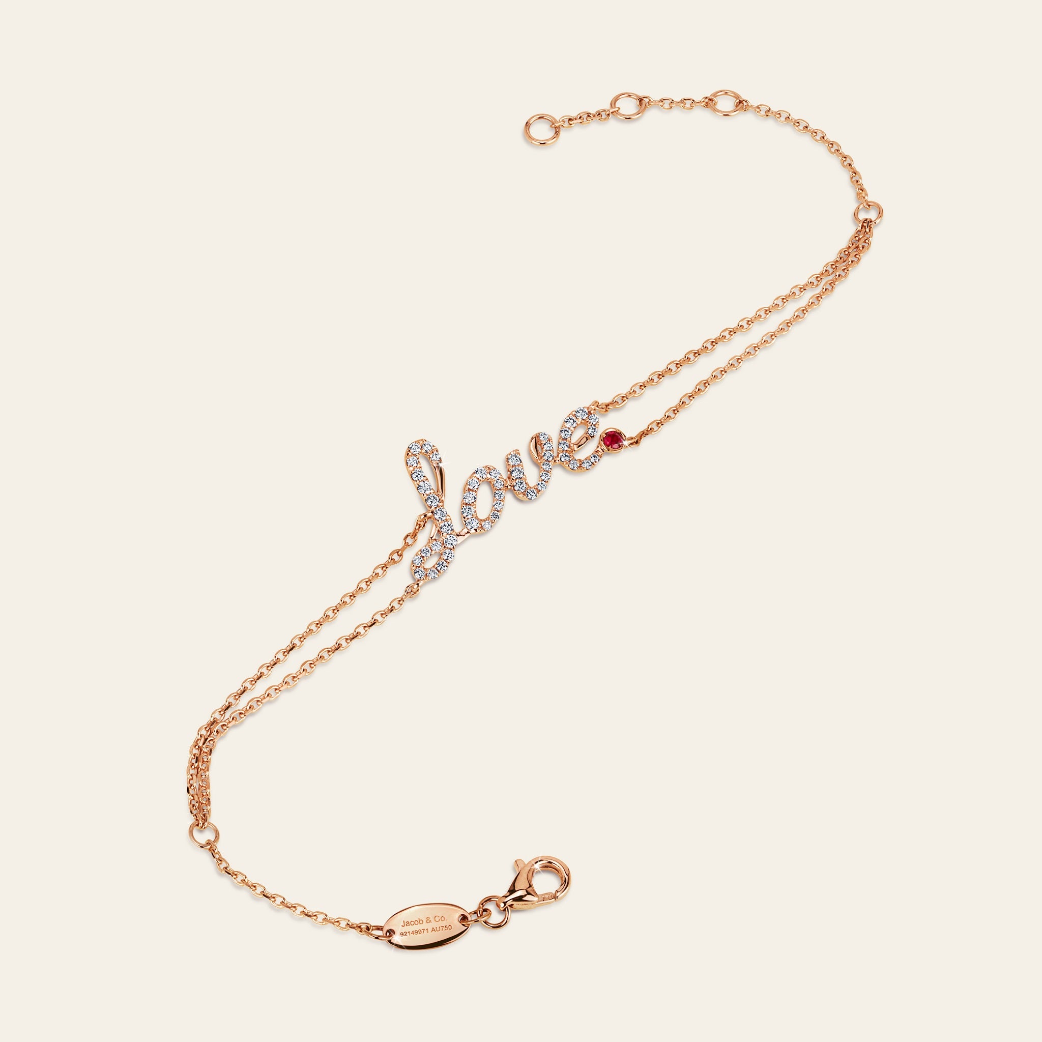 You Are You Love Diamond Bracelet_Rose Gold_Ruby_White Diamonds_2