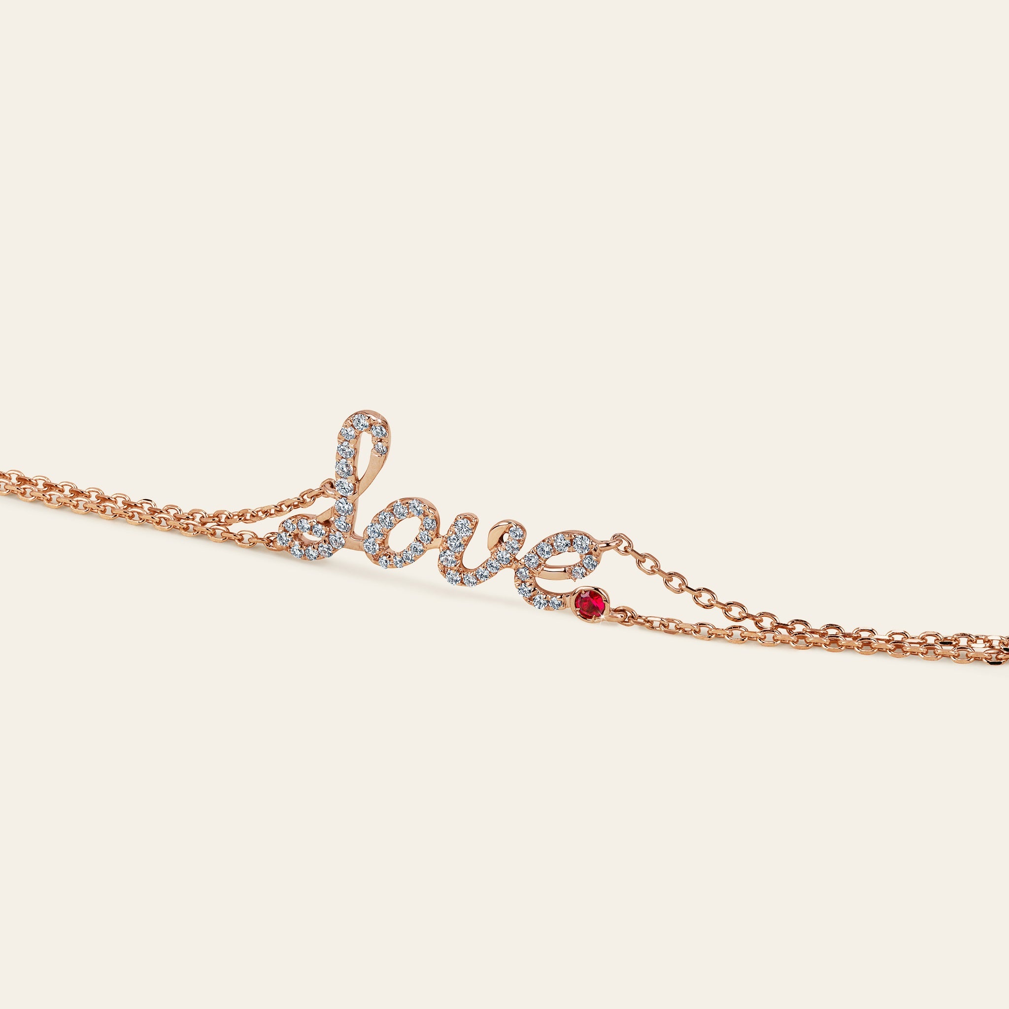 You Are You Love Diamond Bracelet_Rose Gold_Ruby_White Diamonds_3
