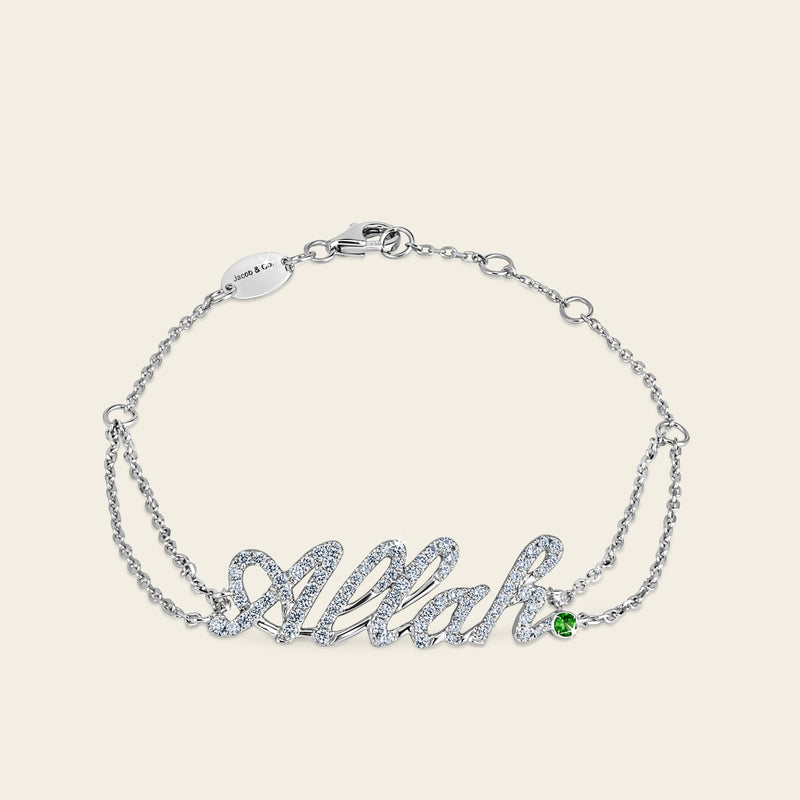 Sharq Diamond Bracelet_White Gold_Green Topaz_White Diamonds_1