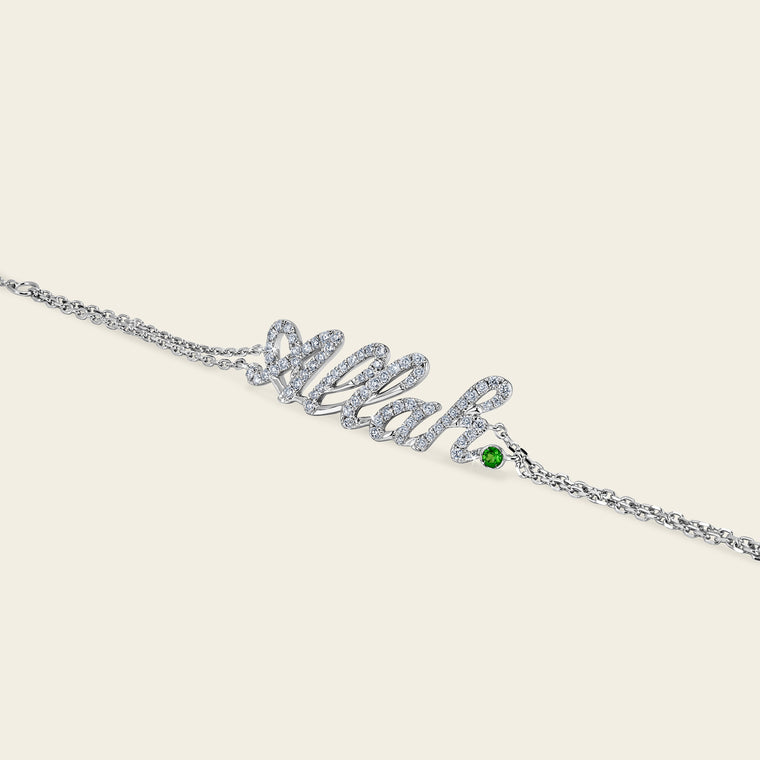 Sharq Diamond Bracelet_White Gold_Green Topaz_White Diamonds_2