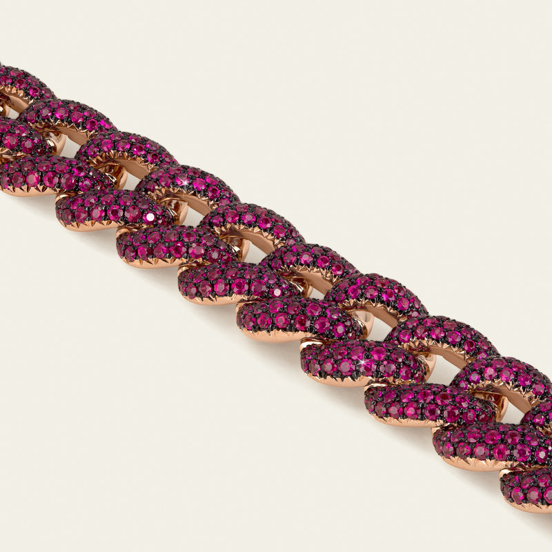 Cuban Link Bracelet_Rose Gold_Rubies_3
