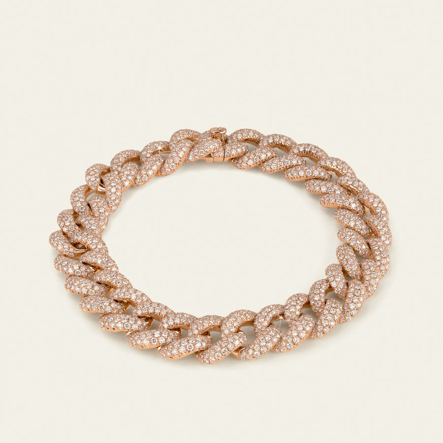 Cuban Link Bracelet_Rose Gold_White Diamonds_1
