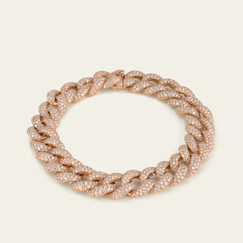 Cuban Link Bracelet_Rose Gold_White Diamonds_1