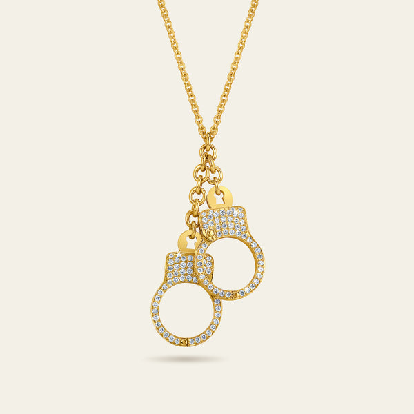 10K Yellow Gold Handcuffs Pendant – Movable Charm, 15mm Length, 11mm Width, For Necklace - View #2