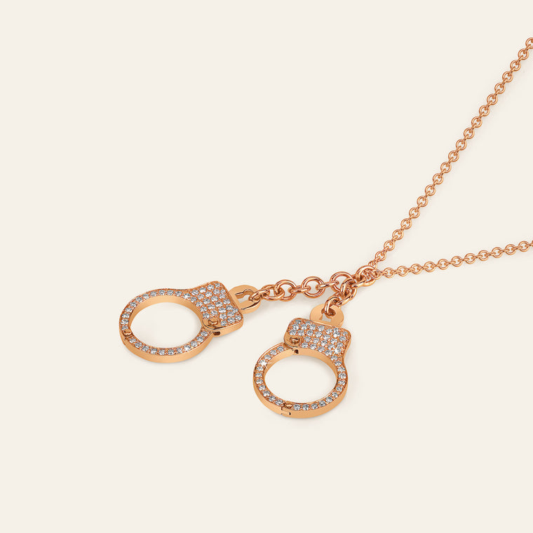 Love Lockdown Diamond Cuff Necklace_Rose Gold_White Diamonds_2