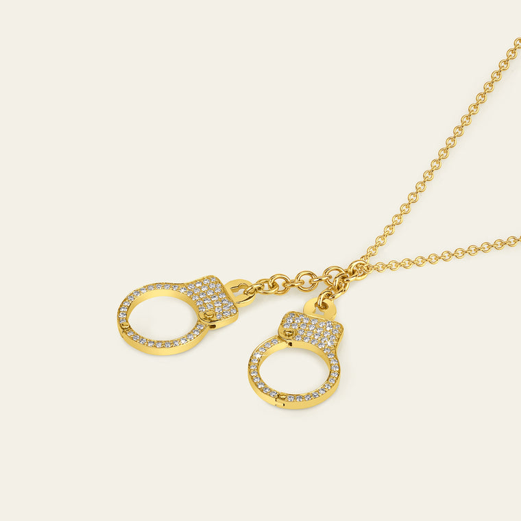 Love Lockdown Diamond Cuff Necklace_Yellow Gold_White Diamonds_2
