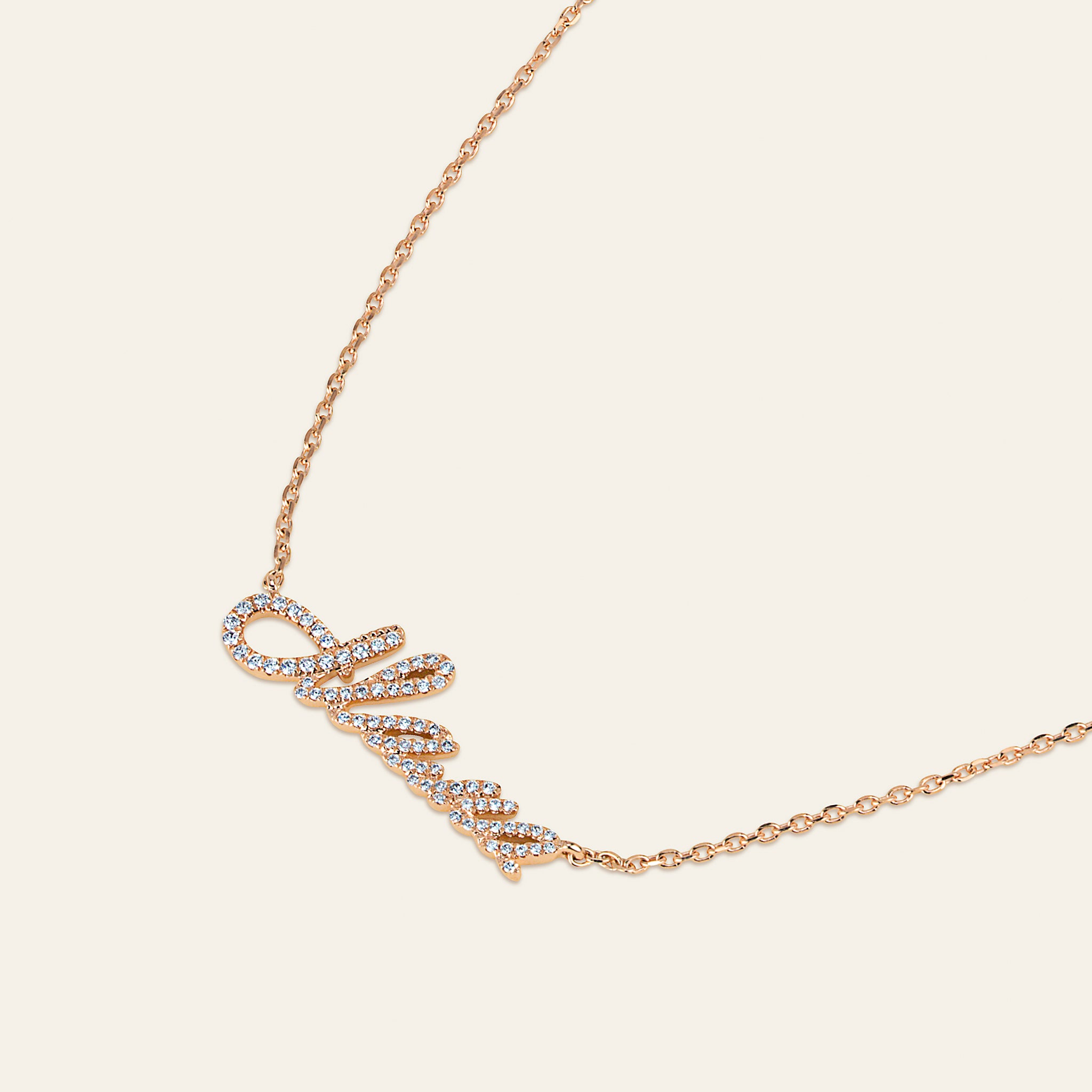 You Are You Mama Diamond Necklace_Rose Gold_White Diamonds_3